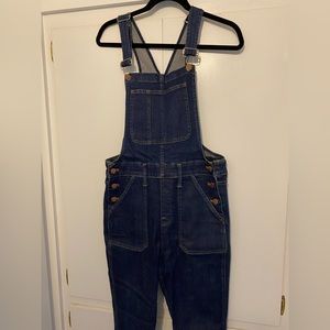 Madewell skinny dark wash denim overalls, size M